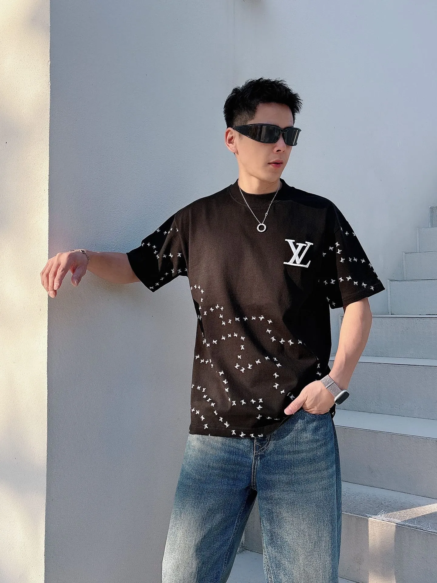 Louis Vuitton/Louis Vuitton small label printed letter embroidered short sleeves